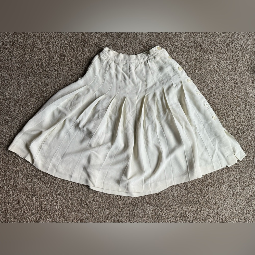Vintage Anne Klein II White Long Skirt with Buttons - Picture 8 of 10